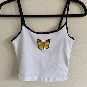 Urban Outfitters - Butterfly Cropped Tank Top